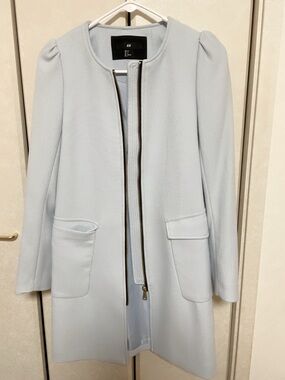 H&M Pale Blue Women's Zip-Front Trench Coat
